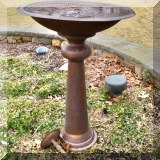 L08. Copper birdbath. 40”h x 30”w 